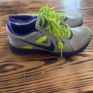 Nike Gray and Purple Shoes with Neon Highlights